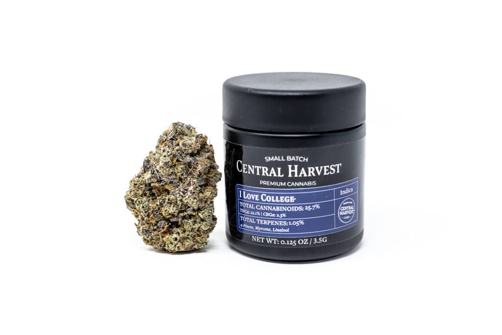 I Love College an Indica Cannabis strain grown by Central Harvest
