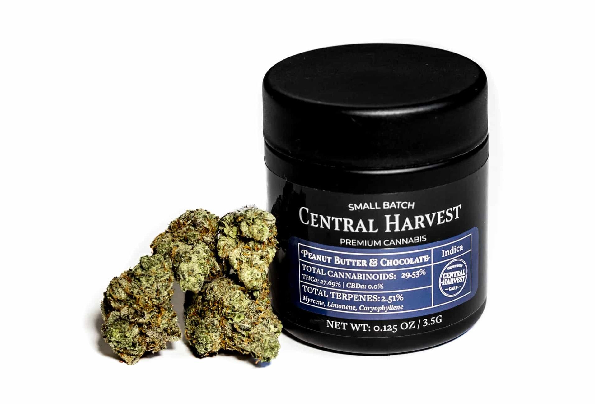 Peanut Butter & Chocolate is an Indica Cannabis strain grown by Central Harvest