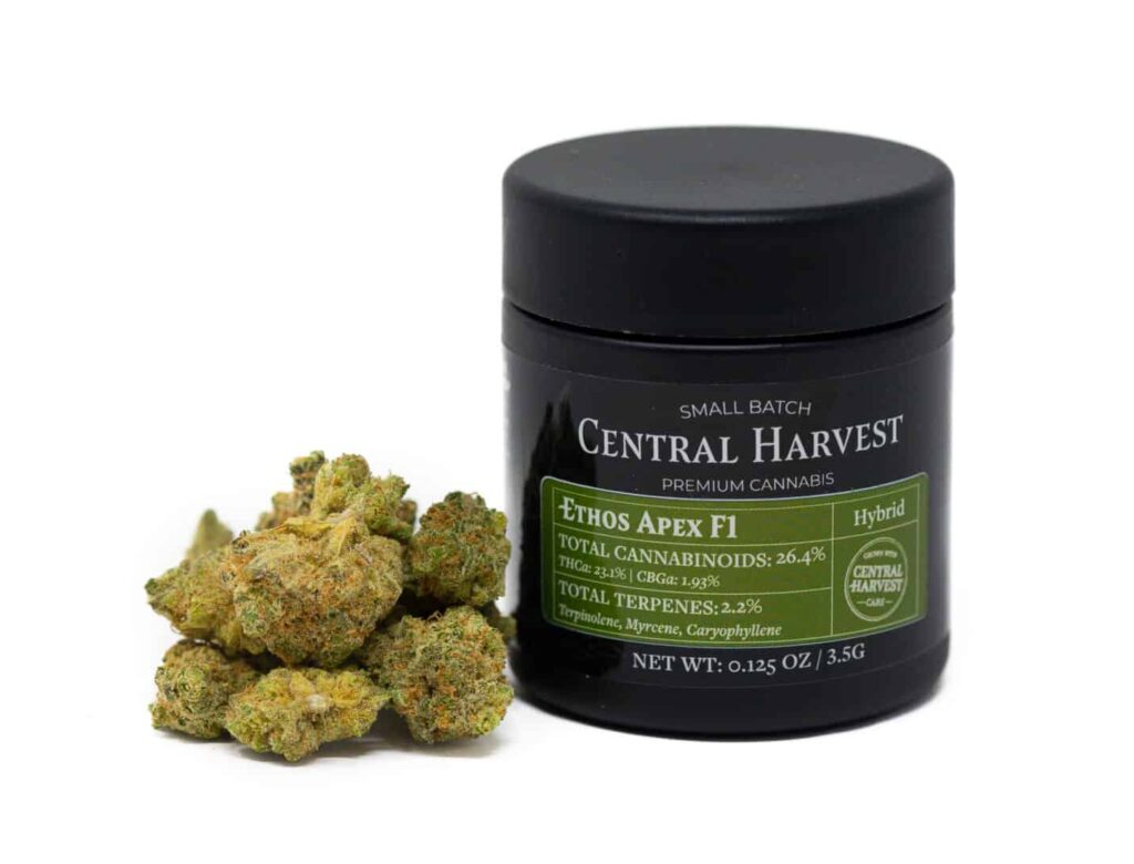 Ethos Apex F1 is a Hybrid Cannabis Strain grown by Central Harvest